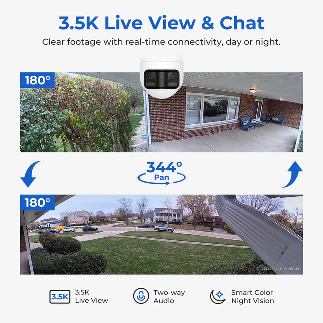 IMILAB New 3.5K 180° Panorama Outdoor Camera PTZ Security Cam for Home Dual lens Color Night Vision Adapt MiHome - EC6 Panorama