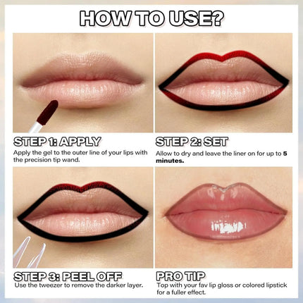 6 Color Waterproof Lip Liner Peel Off Tattoo Lip Gloss Lasting Matte Lip Tint Black Brown Contour Tear-off Makeup Stain Cosmetic