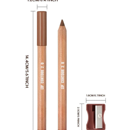 Nude Brown Lipliner Pen Wooden Matte Lip Liner Waterproof Lipstick Pencil Easy To Wear Non-stick Cup Lip Contouring Pen Cosmetic