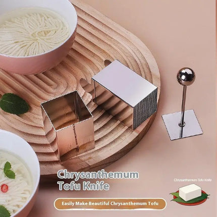 Creative Stainless Steel Tofu Shredding Mold DIY Manual Tofu Slicer Holder Fast Slicer Chrysanthemum Tofu Cutting Tool