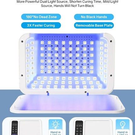 140LEDS Nail Dryer 480W LED UV Nail Lamp For Curing All Gel Nail Polish Motion Sensing Manicure Lamp With Big Space Salon Tool