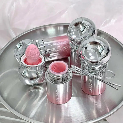 Liquid Blush Stick with Sponge Tip, Waterproof Long-Lasting Skin-friendly Blush Cream Brightening Effect Lips and Cheeks Makeup