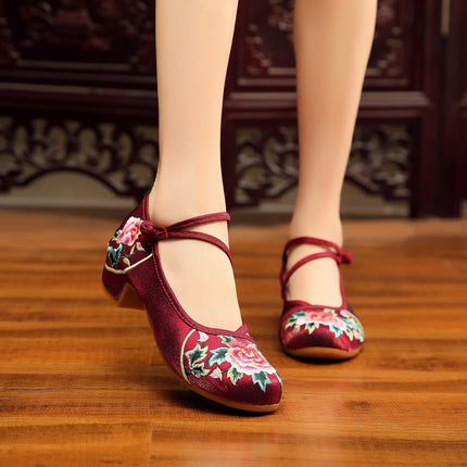 Shoes for Women Embroidery Ethnic Style Traditional Old Beijing Streetwear Dance Vintage Cheongsam Chinese Style Hanfu Qi Pao