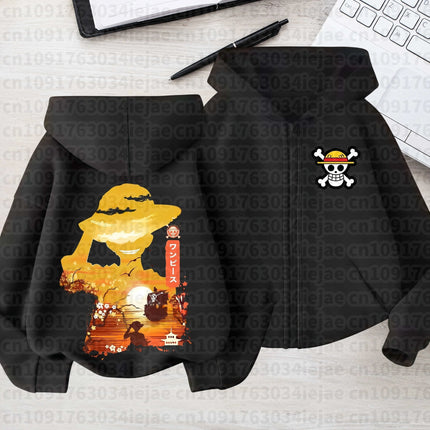 2026 One Piece Anime Hoodie Zipper Hoodie Men Women Luffy Print Graphic Streetwear Casual Pullover Long Sleeve Tops Autumn