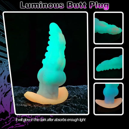 Luminous Glow In The Dark Anal Plug Gradient Color Butt Plug With Large Stimulating Three Sizes S M L For Adults Couples Sex Toy