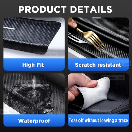 For TOYOTA COROLLA CROSS 2022-2024 Car Door Sill Scuff Plate Pedal Decor Carbon Fiber Waterproof Protector Sticker Accessories