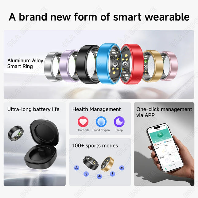 2026 New Smart Ring Men Women Various Colors Health Ring Heart Rate Sleep Monitoring Sports Waterproof Smartring for Android IOS