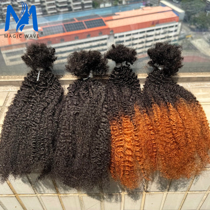 16inch Afro Kinky Curly Human Hair Bulk for Dreadlocks Extending Afro Kinkys Bulk Human Hair for Braiding 30g/pack Can be Dyed