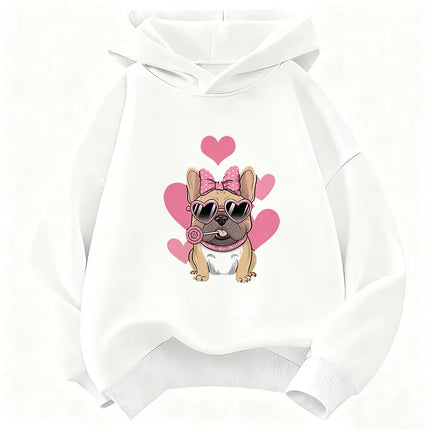Summer Spring Fashion Cute French Bulldog Design Hoodie Kids Children's Sweatshirt Hoody Boys Girls Casual Hoodies Clothes