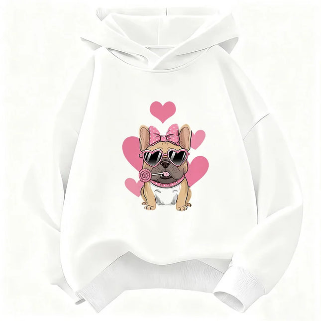 Summer Spring Fashion Cute French Bulldog Design Hoodie Kids Children's Sweatshirt Hoody Boys Girls Casual Hoodies Clothes