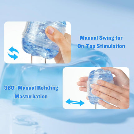 kaifutong Manual Spiral Motion Male Masturbator Sleeve Adult Sex Toys for Men Realistic Pocket Pussy Open Ended Crystal Sex Toy