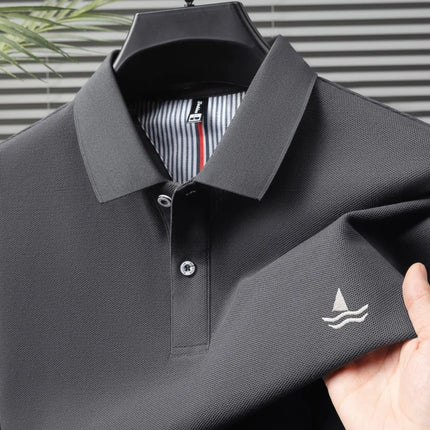 Luxury brand 100% cotton short sleeve polo shirt men's fashion sailboat embroidered T-shirt summer comfort breathable casual top