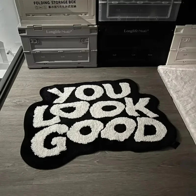 Irregular Letter Floor Mats, Soft And Anti-Slip Faux Cashmere Area Carpets, Bedroom Chair Floor Mats, Home Decoration