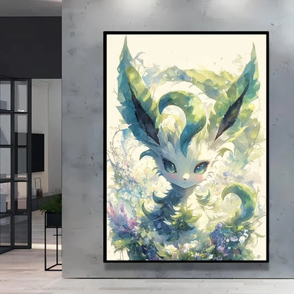 Pokemon Eevee Series Wall Art Unique Ink Style Decorative Paintings High - Quality Canvas Add A Touch of Fantasy To Your Home