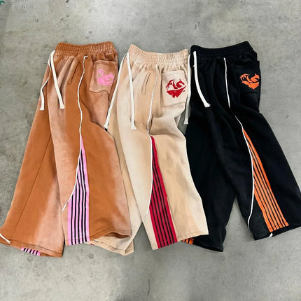 American Sweatpants Cotton Stripe Design Multi-color Drawstring Pants For Men and Women To Wear Hip-hop Street Casual Models.