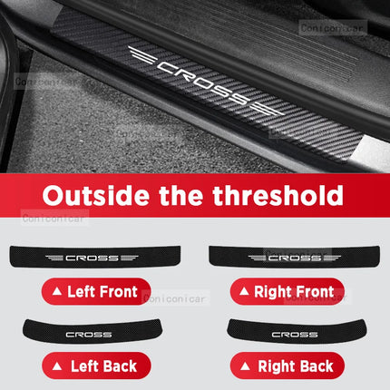 For TOYOTA COROLLA CROSS 2022-2024 Car Door Sill Scuff Plate Pedal Decor Carbon Fiber Waterproof Protector Sticker Accessories