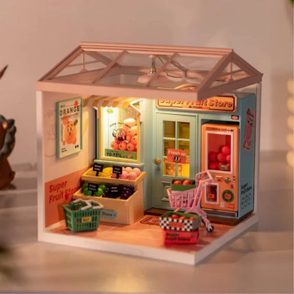 Rolife DIY Miniature Dollhouse Kit with Accessories Model Supply Store Kit with LED to Build Decent Birthday Gift