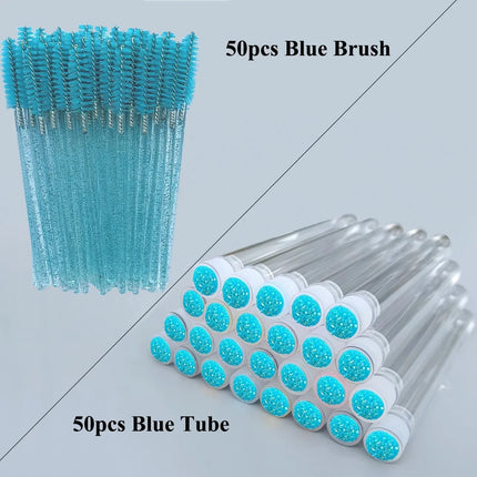 50pcs Reusable Eyelashes Brush Tube for Eyelash Extension Disposable Mascara Wands Eyebrow Brush Applicator EyeLash Brushes