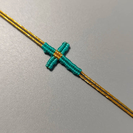 Hand-Woven Macrame Cross Bracelet Adjustable Bohemian Style Jewelry for Women Girls