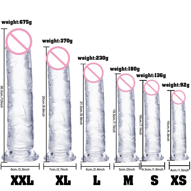 Transparent Big Dick 6 Sizes Realistic Jelly Dildo Women Gay Anal Sex Toys Soft Clitoris Vaginal Masturbators Penis Suction Cup