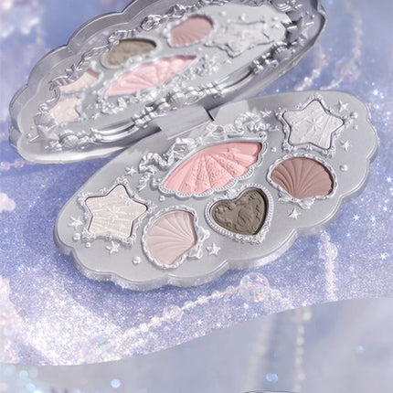 Flower Knows Shell Pearl Collection 6Colors Matte Pearl Sea Eyeshadow Palette Metallic High-Pigment Long-lasting Eye Makeup