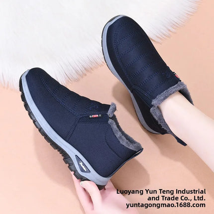 Winter New Fleece Lined Anti-slip Soft Bottom Women's Short Boots Thick Warm Cotton Shoes round Toe Casual Style Comfortable