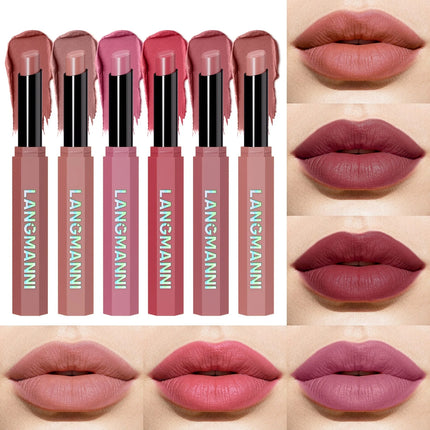 Nude Pink Matte Lipstick 12 Colors Waterproof Long Lasting Lip Sticks Not Fading Sexy Red Velvet Solid Lip Gloss Women Makeup