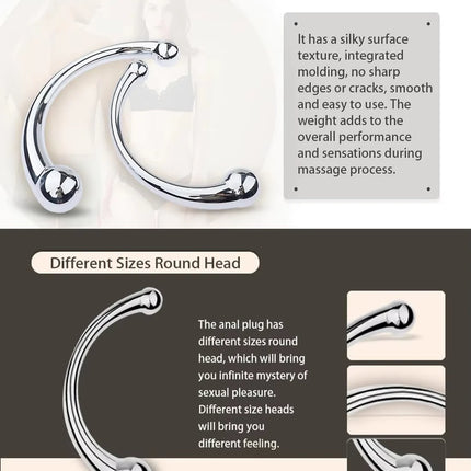 Double Ended Stainless Steel G Spot Wand Prostate Massage Stick Pure Metal Penis P-Spot Stimulator Anal Plug S&M anal dilator