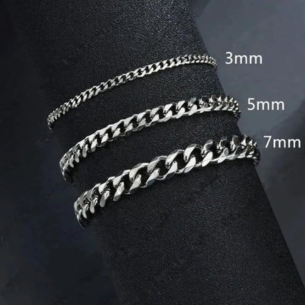 Trendy Cuban Chain Bracelet 3/5/7mm Width Classic Stainless Steel Bracelet for Men Women Jewelry Party Gift