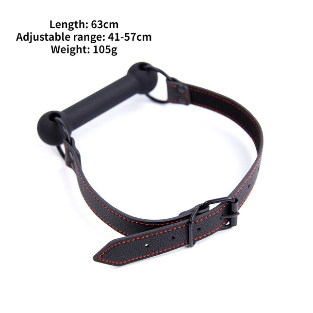Professional Pony Play Bit Gag Silicone Mouth Restraint Red Stitch Leather Strap BDSM Bondage Slave Role Play Adult Fetish Toy