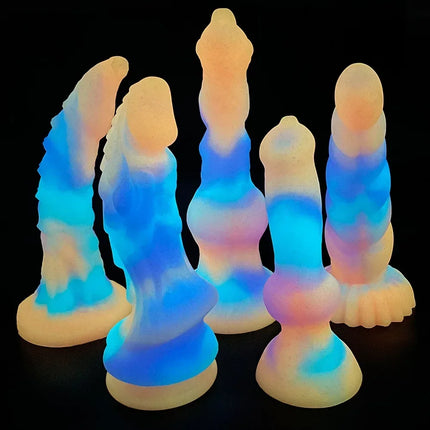 Fluorescent Bad Dragon Dildo Huge Luminous Dildos for Women Silicone Suction Cup Dog Anal Plugs Masturbator Sex Toys for Couples