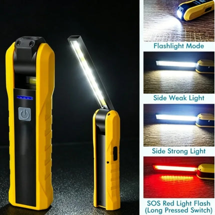 Rotatable COB Work Light LED Flashlight USB Charging Car Repair Lamp SOS Warning Light With Magnet Hook 4 Modes Camping Lantern