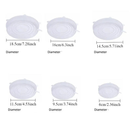 6Pcs/Set Transparent Silicone Bowl Covers Stretchable Universal Fresh-Keeping Lids for Refrigerator Oven