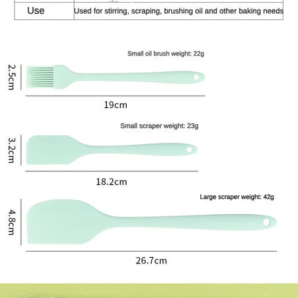 3 piece kitchen baking set all in one silicone spatula oil brush baking butter spatula single cake scraper baking tool