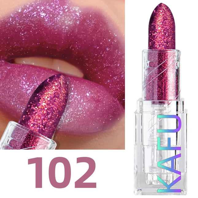 Multi-color Glitter Lipstick Beauty Girl Diamond Waterproof Lip Tint Long Lasting Shimmer Lip Makeup Red Rose Pearlescent  Lip
