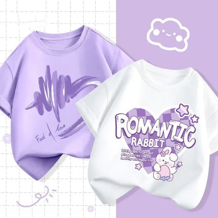 2pcs/pack Sanrio Summer Baby Girls Clothes Children Kuromi Printed Short Sleeve T-shirts Kid Cotton Cartoon Breathable Soft Top