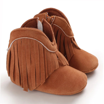 Fashionable Tassel Baby Boots Autumn Winter Casual Comfortable Shoes for Boys And Girls 0-18 Months Walking Shoes