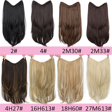 22Inch Synthetic Long Micro Curly Layered Hair Extension Patch Natural Looking Invisible One Piece Wig for Women