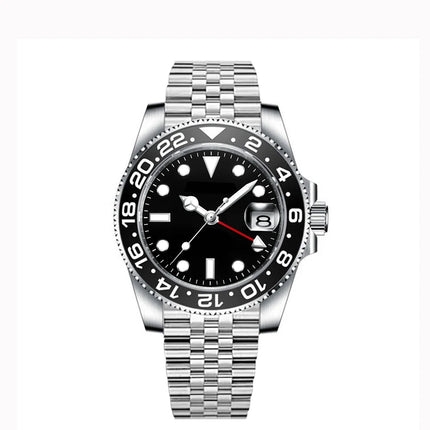 40MM Custom Logo New Men Quart Wristwatch Jubilee Stainless Quartz GMT Watch Sapphire Glass Men Watches Waterproof Luminous