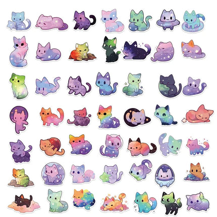 10/30/50PCS Cute Starry Sky Cat PVC Sticker Aesthetic Stationery Decoration Scrapbooking School Supplies
