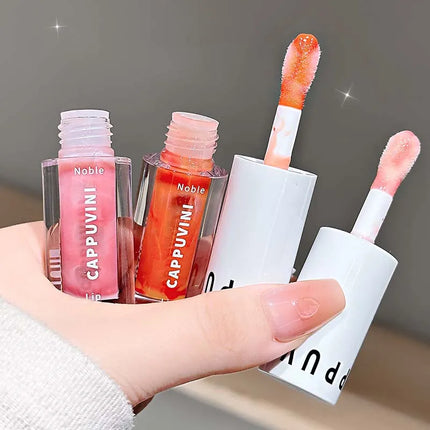 Clear Transparent Grey Purple Lip Gloss Hydrating Drying Lips Mirror Lip Glaze Tint Plumper Moisturizing Crystal Lip Oil Makeup