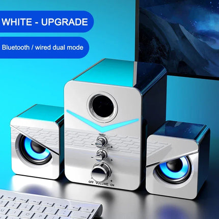Black Upgrade Bluetooth Wired Dual Mode Surround Bass Stereo Sound Speaker for Desktop Laptop TV