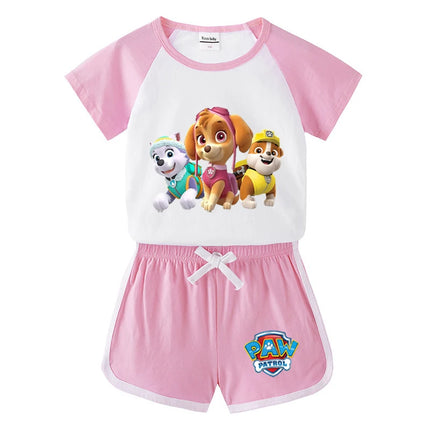 Children's Summer Pajama Set Kids Cartoon PAW Patrol T-shirt+Shorts Sets Boys Cotton Tops+Shorts 2Pcs Baby Boys Girls Sport Suit