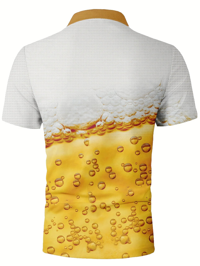 2026 Summer New Style Men's Short-Sleeved Polo Shirt - Street Casual Fashion Comfortable Breathable 3D Letter Pattern Print