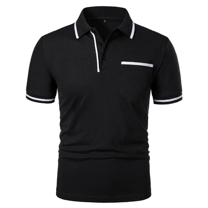 New Summer Men's Short Sleeve Polo Shirts Solid Business Casual Tees Fashion Breathable Loose Patchwork Tops Pockets Male Polos