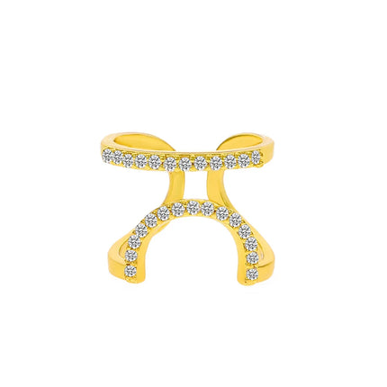 New Fashion Copper Inlaid Zircon Nail Ring INS Selling Gold Plated Manicure Joint Ring for Women Trend Party Jewelry