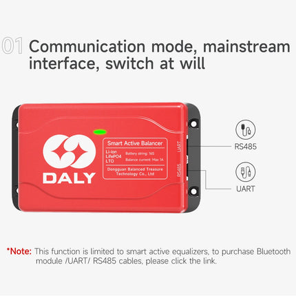 DALY software Active 1A balancer with Bluetooth UART 1A 4S 8S Equalizer suitable for LI-ION Lifepo4 LTO battery pack