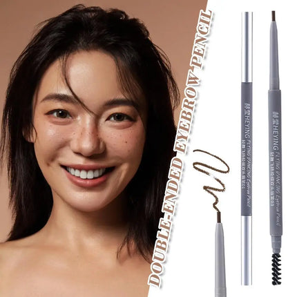 Ultra Fine Double Ended Eyebrow Pencil Waterproof Sweatproof Long Lasting Natural Hair Like Strokes Beginner Friendly with Brush