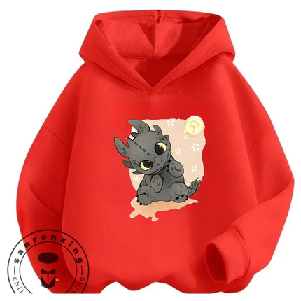 Kawaii Casual Toothless Hoodie 3-14Y Boys Girls Autumn Winter Cute Fashion Street Cartoon Outdoor Children