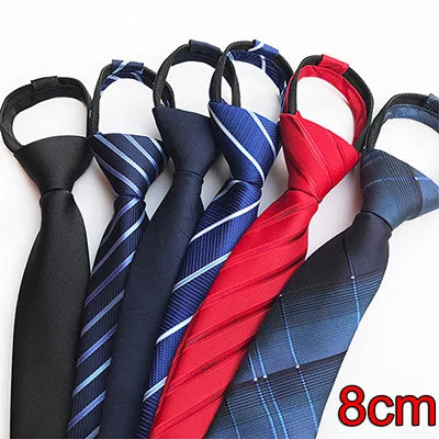 Men's Ties: Black Zipper Tie, Pre-tied Bow Tie, Women's Green Navy Blue Red Neckties, Classic 8cm Neckties for Men's Shirts, Zipper Cravat